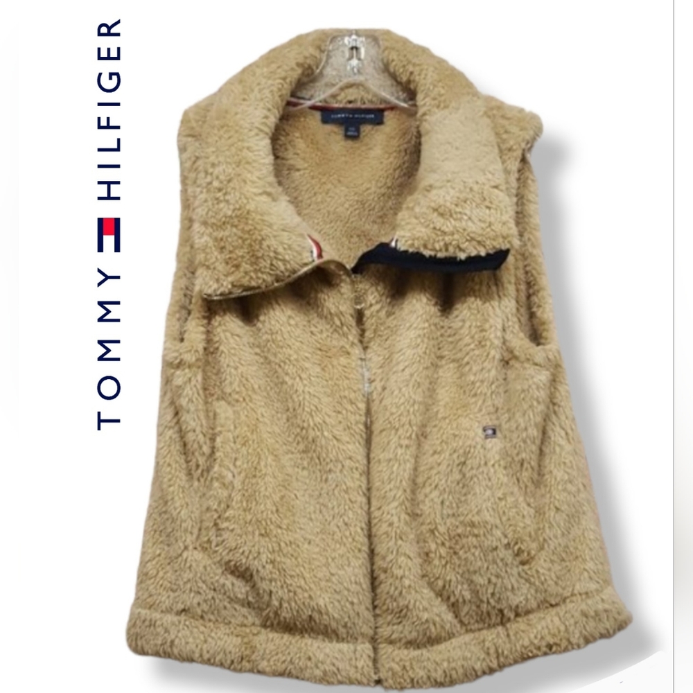 Tommy Hilfiger Vest Teddy Bear Faux Fur Size Large